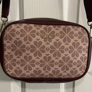 Kate Spade Burgundy and Tan Crossbody Bag